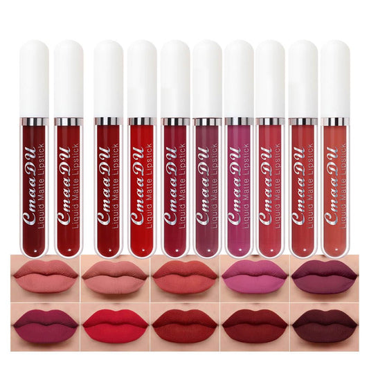 💝10Pcs Matte Waterproof Long Lasting Lip Gloss