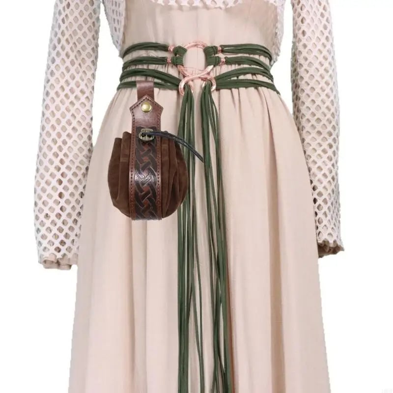 🔥Medieval Viking Braided Leather Belt Set, with Ring Buckle & Tassel Decorations