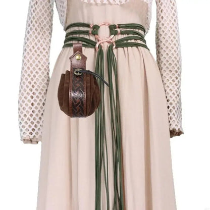 🔥Medieval Viking Braided Leather Belt Set, with Ring Buckle & Tassel Decorations