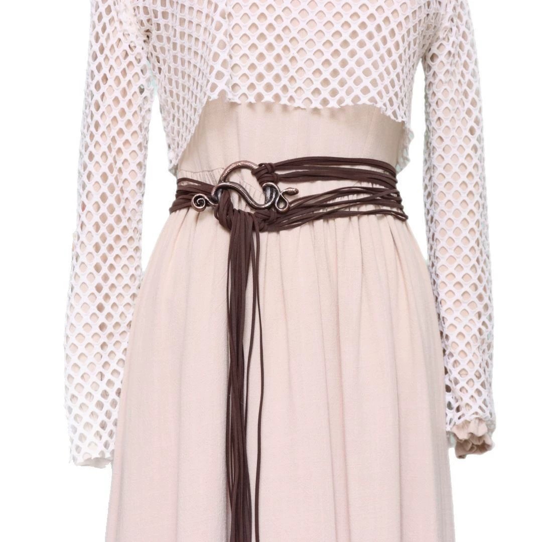 🔥Medieval Viking Braided Leather Belt Set, with Ring Buckle & Tassel Decorations