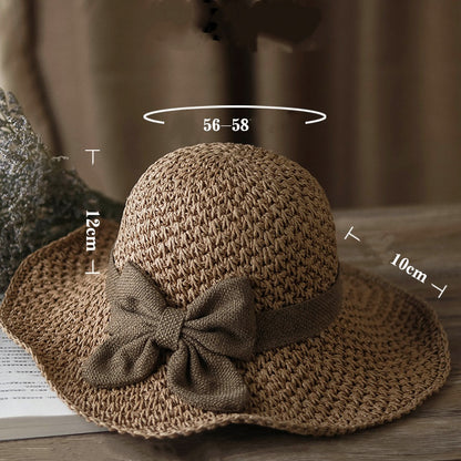 🔥Hot Sale 49% OFF✨Straw Hat with Retro Bow – Foldable & Breathable for Summer
