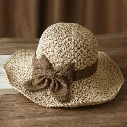 🔥Hot Sale 49% OFF✨Straw Hat with Retro Bow – Foldable & Breathable for Summer