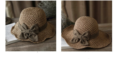 🔥Hot Sale 49% OFF✨Straw Hat with Retro Bow – Foldable & Breathable for Summer