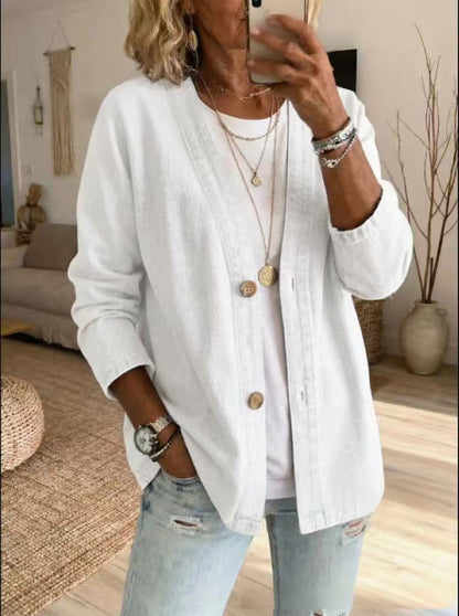 🧥 60% OFF NOW! ✨ Women's Classic Button Front Denim Jacket – V-Neck, Breathable Fabric & Relaxed Fit 💙