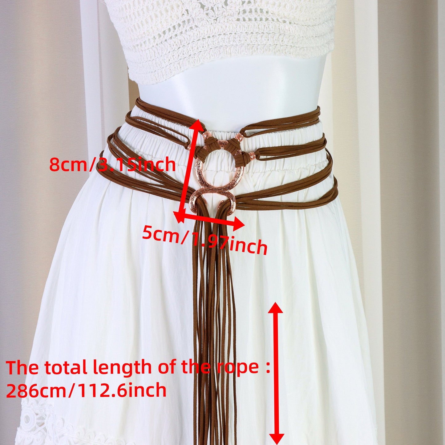 🔥Medieval Viking Braided Leather Belt Set, with Ring Buckle & Tassel Decorations