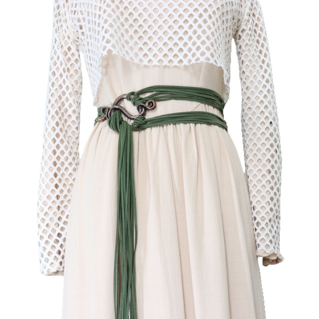 🔥Medieval Viking Braided Leather Belt Set, with Ring Buckle & Tassel Decorations