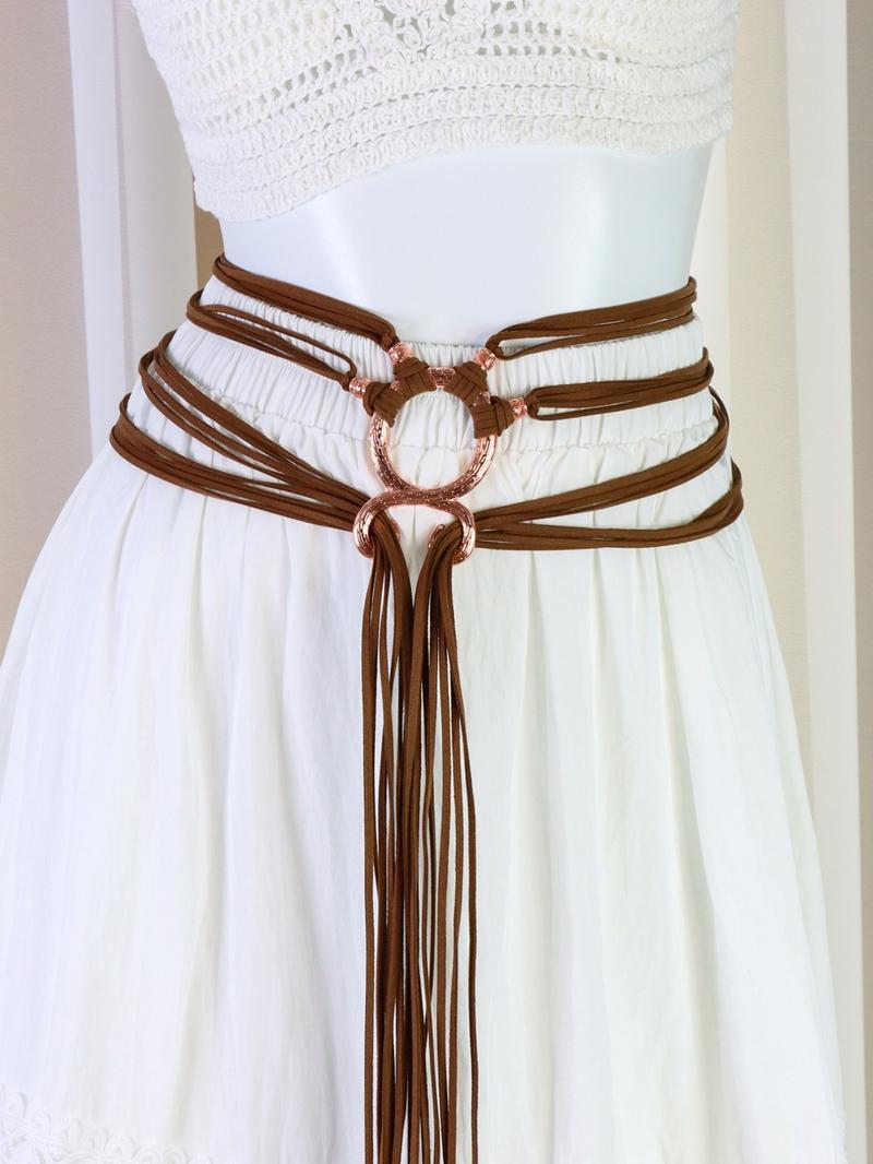 🔥Medieval Viking Braided Leather Belt Set, with Ring Buckle & Tassel Decorations