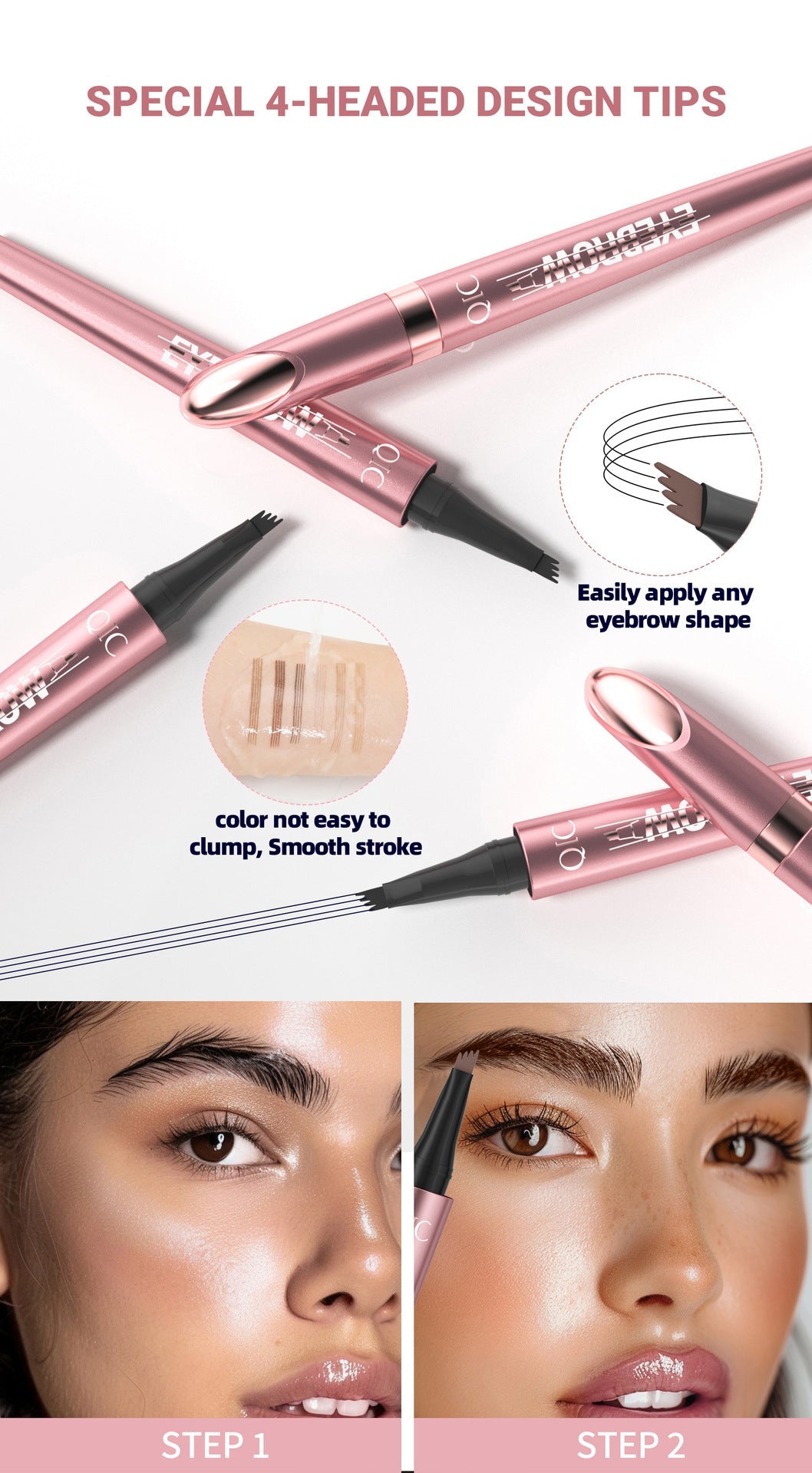 Micro-Fork Eyebrow Pencil: Waterproof, Natural Hair-Like Strokes & Long-Lasting